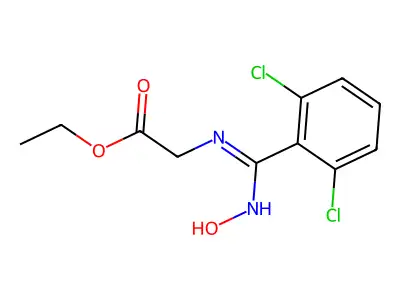 Ethyl 2-([(2,6-dichlorophenyl)(hydroxyimino)methyl]amino)acetate structure