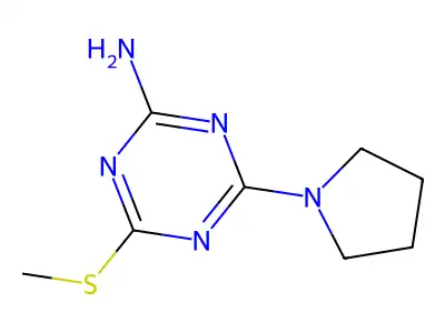 4-(methylthio)-6-tetrahydro-1H-pyrrol-1-yl-1,3,5-triazin-2-amine structure