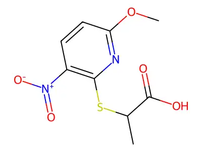 2-[(6-Methoxy-3-nitropyridin-2-yl)sulfanyl]propanoic acid structure