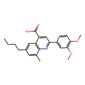 6-Butyl-2-(3,4-dimethoxyphenyl)-8-methylquinoline-4-carboxylic acid structure