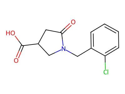 (3S)-1-[(2-chlorophenyl)methyl]-5-oxopyrrolidine-3-carboxylic acid structure
