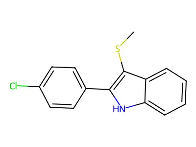 2-(4-chlorophenyl)-3-methylsulfanyl-1H-indole structure