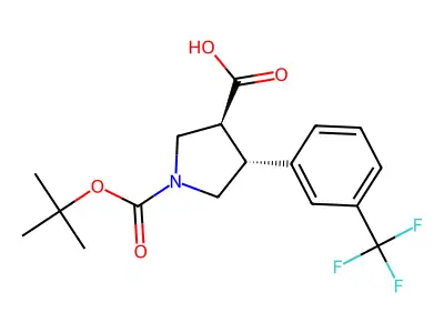 (3S,4R)-1-(tert-butoxycarbonyl)-4-(3-(trifluoromethyl)phenyl)pyrrolidine-3-carboxylic acid structure
