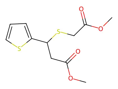 Methyl 3-[(2-methoxy-2-oxoethyl)thio]-3-(2-thienyl)propanoate structure