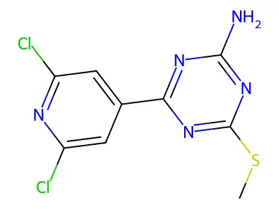 4-(2,6-Dichloro-4-pyridyl)-6-(methylthio)-1,3,5-triazin-2-amine structure