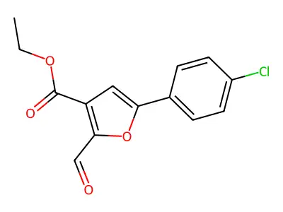 Ethyl 5-(4-chlorophenyl)-2-formyl-3-furoate structure