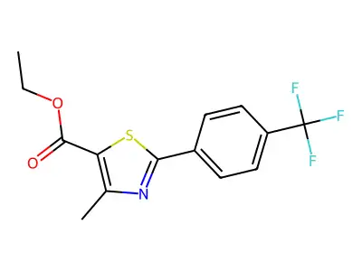 4-Methyl-2-(4-trifluoromethyl-phenyl)-thiazole-5-carboxylic acid ethyl ester structure
