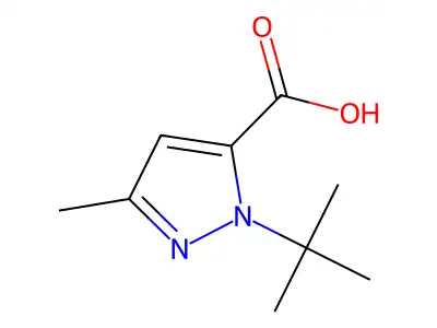 1-tert-butyl-3-methyl-1H-pyrazole-5-carboxylic acid structure
