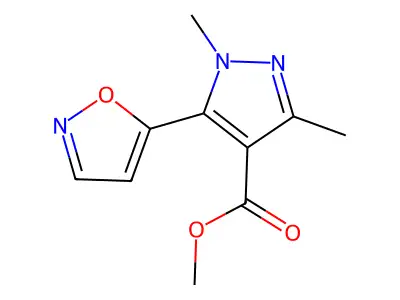 Methyl 1,3-dimethyl-5-(1,2-oxazol-5-yl)-1H-pyrazole-4-carboxylate structure