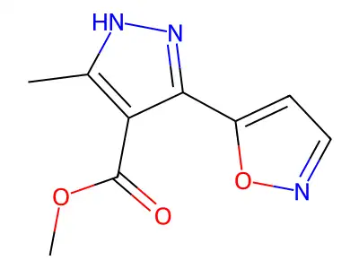 Methyl 5-methyl-3-(1,2-oxazol-5-yl)-1H-pyrazole-4-carboxylate structure