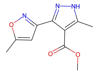 Methyl 3-methyl-5-(5-methylisoxazol-3-yl)-1H-pyrazole-4-carboxylate structure