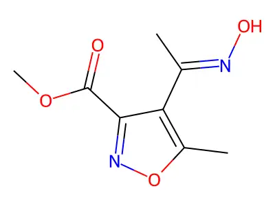 3-Isoxazolecarboxylicacid, 4-[1-(hydroxyimino)ethyl]-5-methyl-, methyl ester structure