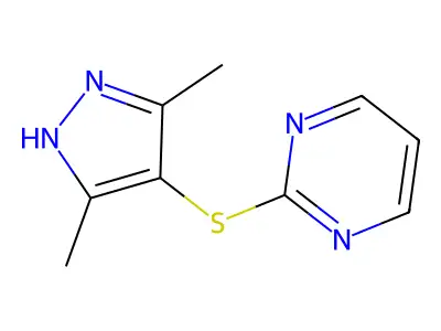 2-[(3,5-dimethyl-1H-pyrazol-4-yl)sulfanyl]pyrimidine structure