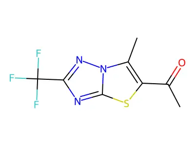 1-[6-Methyl-2-(trifluoromethyl)-[1,3]thiazolo[3,2-b][1,2,4]triazol-5-yl]ethanone structure