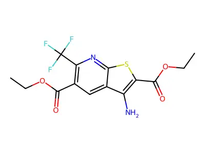 2,5-Diethyl 3-amino-6-(trifluoromethyl)thieno[2,3-b]pyridine-2,5-dicarboxylate structure
