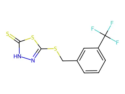 5-[[[3-(Trifluoromethyl)phenyl]methyl]thio]-1,3,4-thiadiazole-2(3H)-thione structure