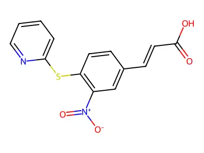 (E)-3-(3-nitro-4-pyridin-2-ylsulfanylphenyl)prop-2-enoic acid structure
