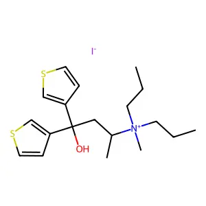 4-Hydroxy-N-methyl-N,N-dipropyl-4,4-di(thiophen-3-yl)butan-2-aminium iodide structure