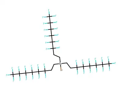 Tris(3,3,4,4,5,5,6,6,7,7,8,8,8-tridecafluorooctyl)tin bromide structure