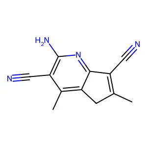 2-amino-4,6-dimethyl-5H-cyclopenta[b]pyridine-3,7-dicarbonitrile structure