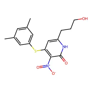 2(1H)-Pyridinone, 4-((3,5-dimethylphenyl)thio)-6-(3-hydroxypropyl)-3-nitro- structure