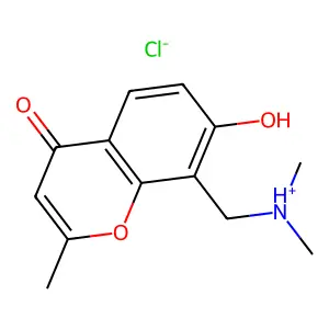 Chromone, 8-(dimethylamino)methyl-7-hydroxy-2-methyl-, hydrochloride structure