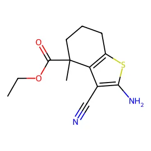 ethyl 2-amino-3-cyano-4-methyl-6,7-dihydro-5H-benzothiophene-4-carboxylate structure