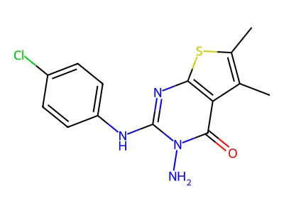 Thieno(2,3-d)pyrimidin-4(3H)-one, 3-amino-2-((4-chlorophenyl)amino)-5,6-dimethyl- structure