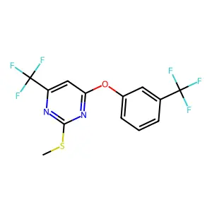 2-(Methylsulfanyl)-4-(trifluoromethyl)-6-[3-(trifluoromethyl)phenoxy]pyrimidine structure