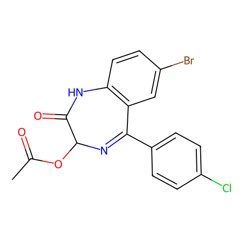 7-bromo-5-(4-chlorophenyl)-2-hydroxy-3H-1,4-benzodiazepin-3-yl acetate structure