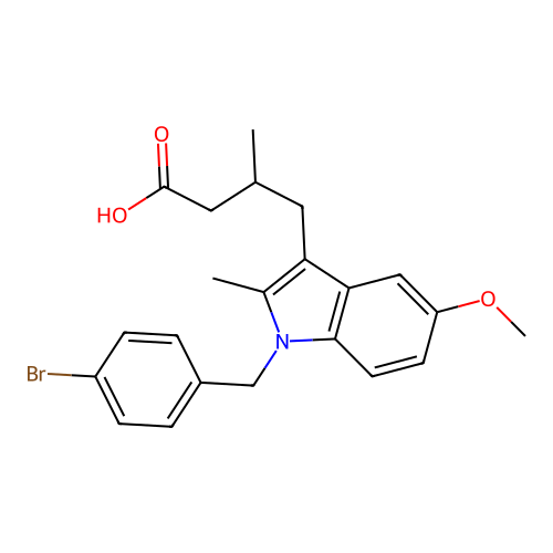 4-(1-(4-Bromobenzyl)-5-methoxy-2-methyl-1H-indol-3-yl)-3-methylbutanoic acid structure
