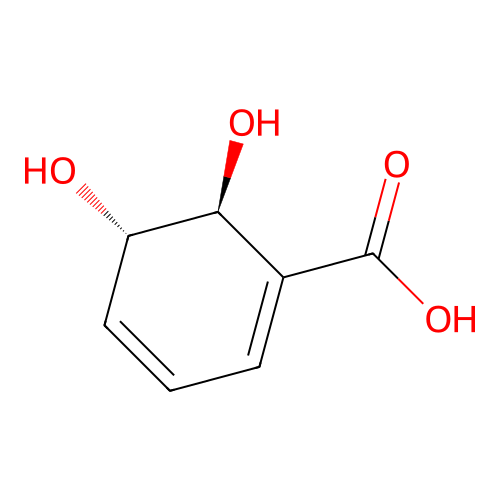 (5S,6S)-5,6-dihydroxycyclohexa-1,3-diene-1-carboxylic acid structure