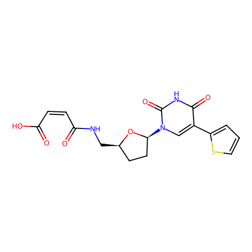 5'-[(3-Carboxy-1-oxo-2-propenyl)amino]-2',3',5'-trideoxy-5-(2-thienyl)-(Z)uridine structure