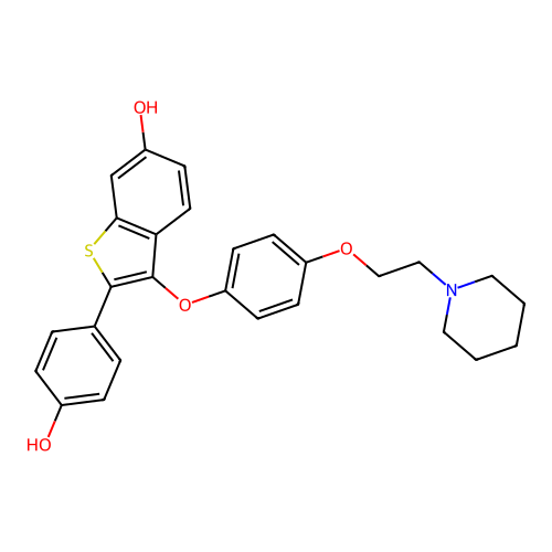 2-(4-Hydroxyphenyl)-3-{4-[2-(piperidin-1-yl)ethoxy]phenoxy}-1-benzothiophen-6-ol structure