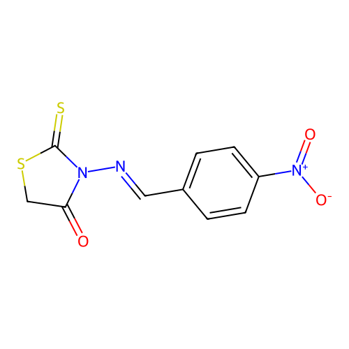 (e)-3-((4-Nitrobenzylidene) amino)-2-thioxothiazolidin-4-one structure