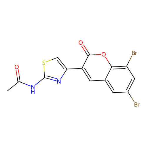 N-(4-(6,8-dibromo-2-oxo-2H-chromen-3-yl)thiazol-2-yl)acetamide structure