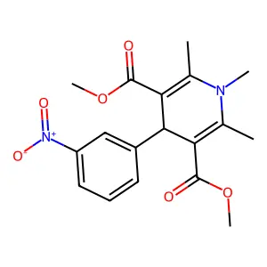 Dimethyl 1,2,6-trimethyl-4-(3-nitrophenyl)-1,4-dihydropyridine-3,5-dicarboxylate structure