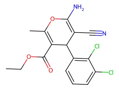 ethyl 6-amino-5-cyano-4-(2,3-dichlorophenyl)-2-methyl-4H-pyran-3-carboxylate structure
