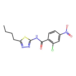 N-(5-butyl-1,3,4-thiadiazol-2-yl)-2-chloro-4-nitrobenzamide structure