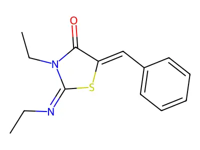 5-Benzylidene-3-ethyl-2-ethylimino-1,3-thiazolidin-4-one structure
