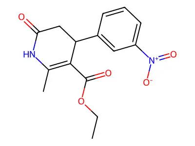 Ethyl 1,4,5,6-tetrahydro-2-methyl-4-(3-nitrophenyl)-6-oxo-3-pyridinecarboxylate structure