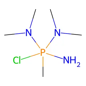 N-(Amino-chloro-dimethylamino-methyl-phosphoranyl)-N-methyl-methanamine structure