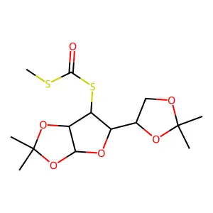 [5-(2,2-dimethyl-1,3-dioxolan-4-yl)-2,2-dimethyl-3a,5,6,6a-tetrahydrofuro[2,3-d][1,3]dioxol-6-yl]sulfanyl-methylsulfanylmethanone structure