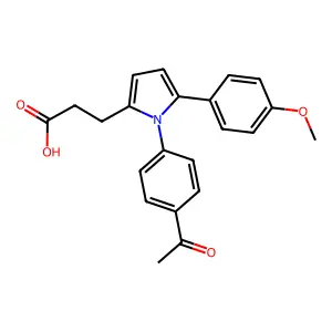 3-[1-(4-acetylphenyl)-5-(4-methoxyphenyl)-1H-pyrrol-2-yl]propanoic acid structure