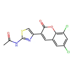 N-[4-(6,8-dichloro-2-oxo-2H-chromen-3-yl)-1,3-thiazol-2-yl]acetamide structure