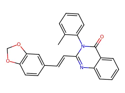 2-[(E)-2-(1,3-benzodioxol-5-yl)ethenyl]-3-(2-methylphenyl)quinazolin-4-one structure