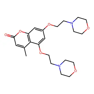 4-Methyl-5,7-bis(2-(4-morpholinyl)ethoxy)-2H-1-benzopyran-2-one structure
