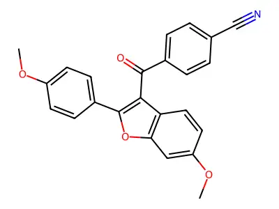 4-((6-Methoxy-2-(4-methoxyphenyl)-1-benzofuran-3-yl)carbonyl)benzonitrile structure