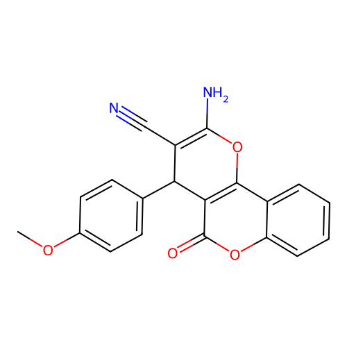 2-amino-4-(4-methoxyphenyl)-5-oxo-4H,5H-pyrano[3,2-c]chromene-3-carbonitrile structure