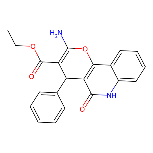 ethyl 2-amino-5-oxo-4-phenyl-5,6-dihydro-4H-pyrano[3,2-c]quinoline-3-carboxylate structure